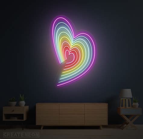 Rainbow Heart Shape Neon Sign - Wall Neon Sign - CreateNeon