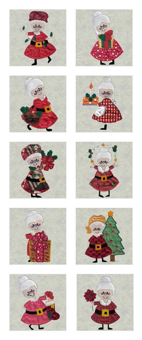 Applique Mrs Santa - DesignsBySiCK.com - 20 Designs10 Designs Fit 4x4 Hoops10 Designs Fit 5x7 ...