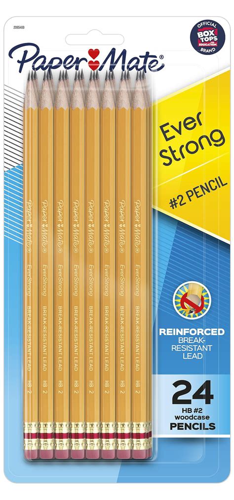 Paper Mate EverStrong #2 Pencils, Reinforced, Break-Resistant Lead When Writing, 24-Pack ...