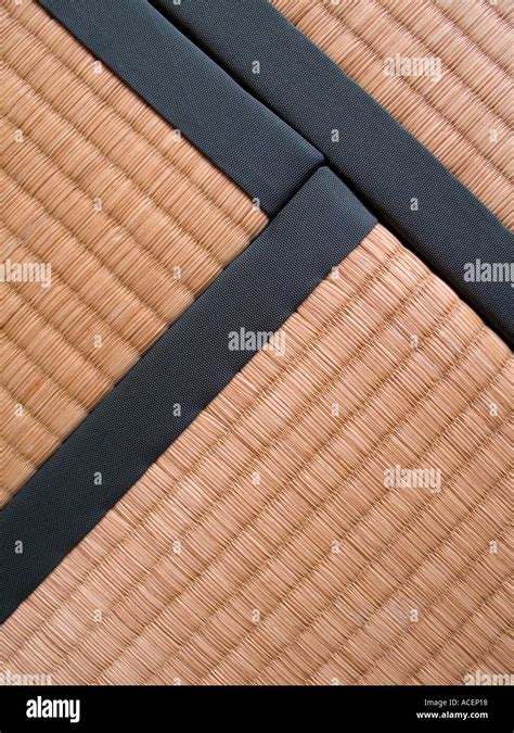 Close up detail of woven tatami floor mat in traditional Japanese home ...