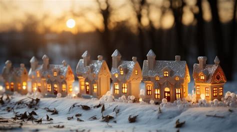 Premium AI Image | Christmas village ceramic houses in the snow