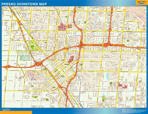 Fresno downtown wall map | Wall maps of countries of the World