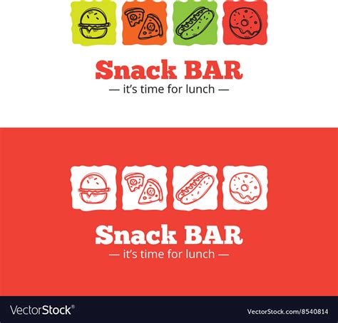 Trendy snack bar logo in doodle style Royalty Free Vector