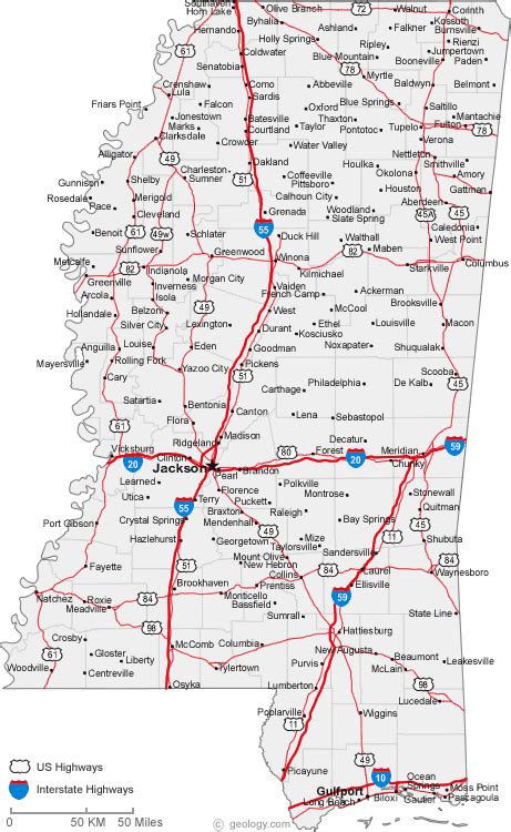 Map of Mississippi Cities - Mississippi Road Map | Map, Mississippi ...