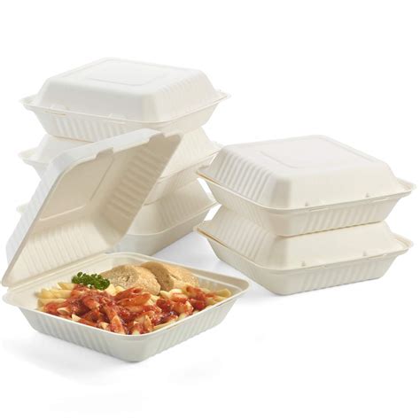 Buy Vallo 100% Compostable Clamshell To Go Boxes For Food [8X8 1 ...