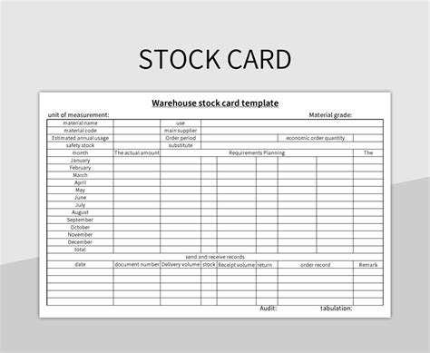 Free Stock Card Template Templates For Google Sheets And Microsoft Excel - Slidesdocs