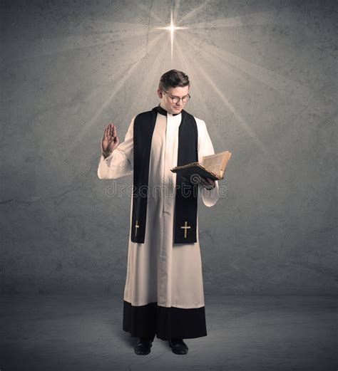 Young Priest in Giving His Blessing Stock Image - Image of father ...