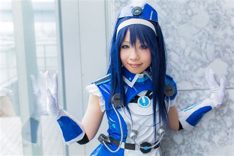 blue eyes blue hair cosplay dress elbow gloves futaba aoi (vividred ...