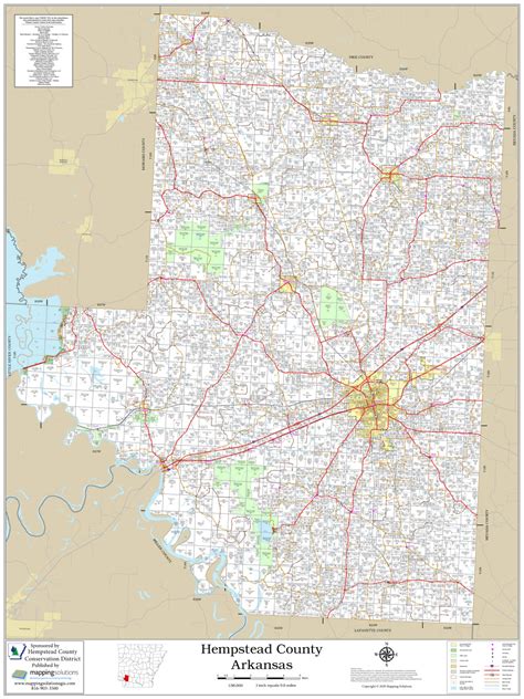 Hempstead County Arkansas 2020 Wall Map | Mapping Solutions