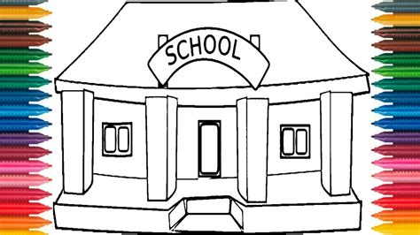Drawing School How to Draw School Kids Picture Coloring Book School Coloring Page - DSLR Guru