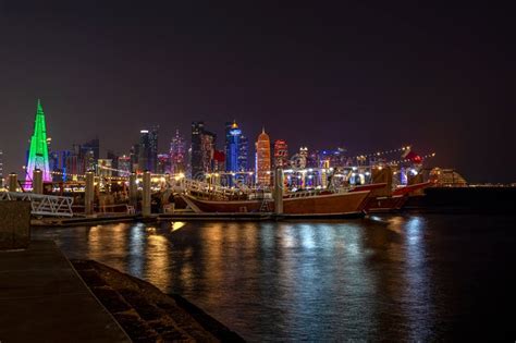 Doha Corniche FIFA World Cup Qatar Celebration Editorial Photography - Image of qatar, light ...