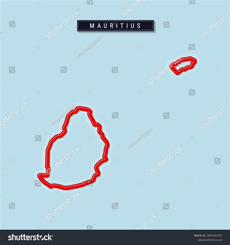 Mauritius Bold Outline Map Glossy Red Stock Vector (Royalty Free ...