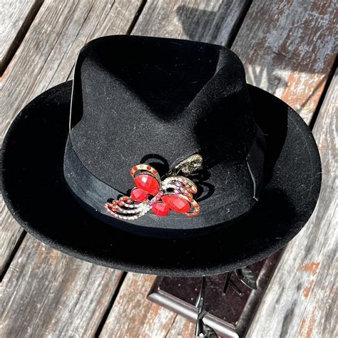 Black & red Fedora Hat. This upcycled country... - Depop