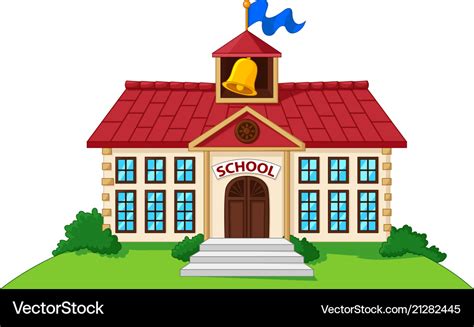 Cartoon school building isolated on white Vector Image