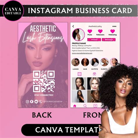 Instagram Business Card 2023, DIY Canva Business Card Template Design, QR Code Business Card ...