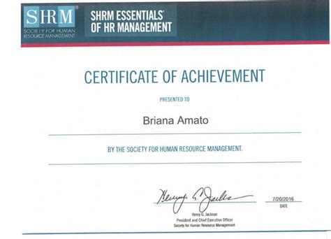 SHRM Certificate of Achievement | PPT