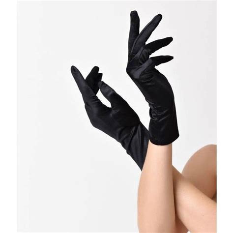 Unique Vintage Black Satin Short Gloves ($12) liked on Polyvore ...