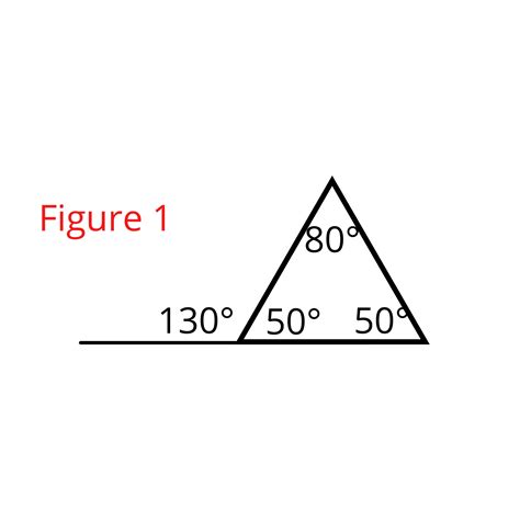 An exterior angle of an isosceles triangle has measure 130°. Find two possible sets of measures ...