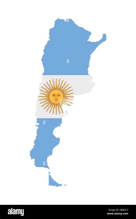 Argentina flag map. Country outline with national flag Stock Photo - Alamy