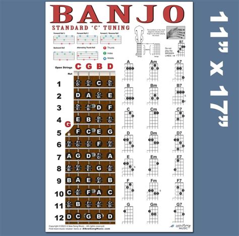 Banjo Chord Wall Chart Poster Fretboard | Grelly USA