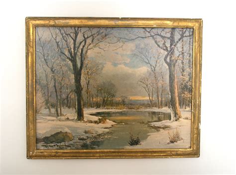 Vintage Framed Robert Wood Winter Art Print