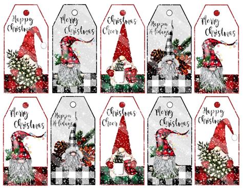 Christmas Tags Printable Christmas Gnomes Gift Tags Digital - Etsy | Christmas gift tags ...