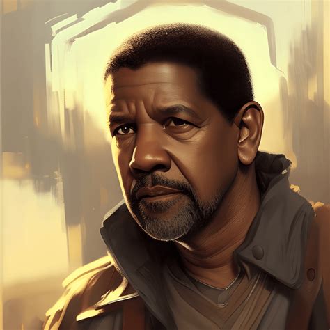 Denzel Washington Intricate Headshot Digital Painting · Creative Fabrica