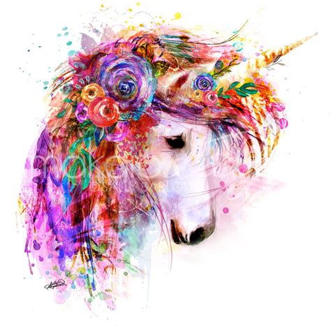 Bright unicorn art painting print by Sally Barlow | Unicorn art ...