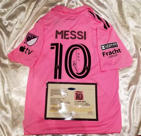 LIONEL MESSI INTER Miami Pink HOME Messi SIGNED Printed Shirt/Jersey + COA 23/24 £41.00 ...