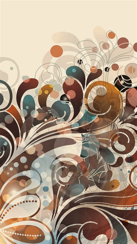 Ancient Abstract, brown, colorful, flourish, swirls, teal, HD phone ...