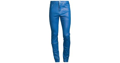 Purple Brand Leather Slim-fit Pants in Blue for Men | Lyst