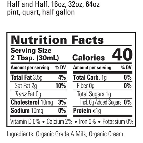 33 Half And Half Nutrition Label - Label Design Ideas 2020