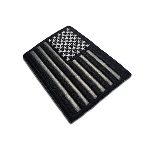 3" Black White & Reflective American US Flag Iron on Sew on Patch – PATCHERS