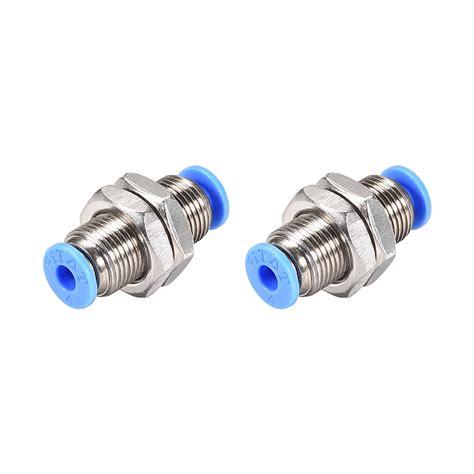 Push to Quick Air Connect Fittings Bulkhead Union 4mm Tube OD 2Pcs - Walmart.com - Walmart.com