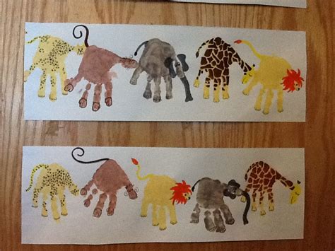 Cheetah, monkey, lion, elephant & giraffe handprint craft! Infant ...