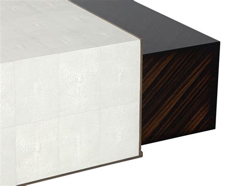 Modern Faux Shagreen Coffee Table with Macassar Nesting Tables - Carrocel Fine Furniture