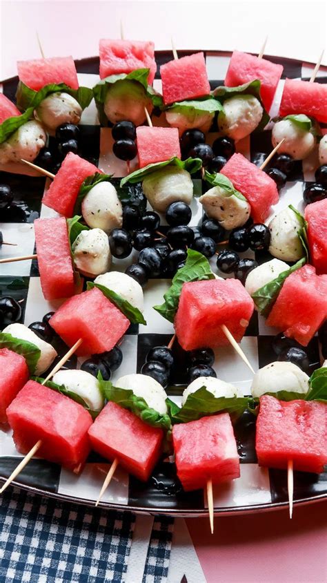 Easy Watermelon Skewers | Recipe | Caprese appetizer, Watermelon appetizer, Skewer recipes