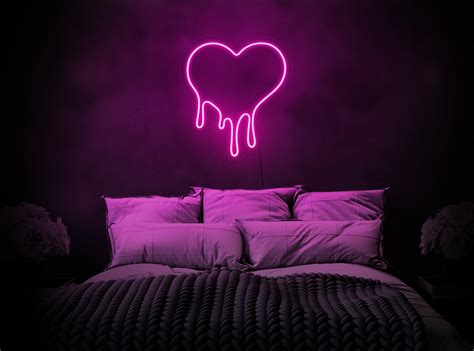 Heart Neon Signheart Neon Light Signdripping Heart Neon - Etsy