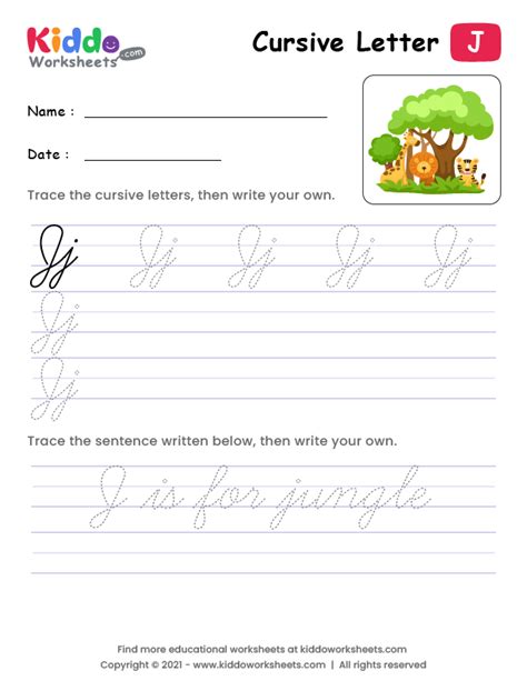 Free Printable Cursive Writing Letter J Worksheet - kiddoworksheets