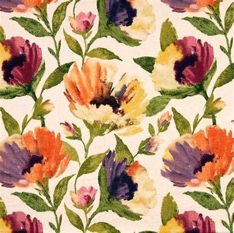 Modern Floral Upholstery Drapery Fabric Custom Orange Purple