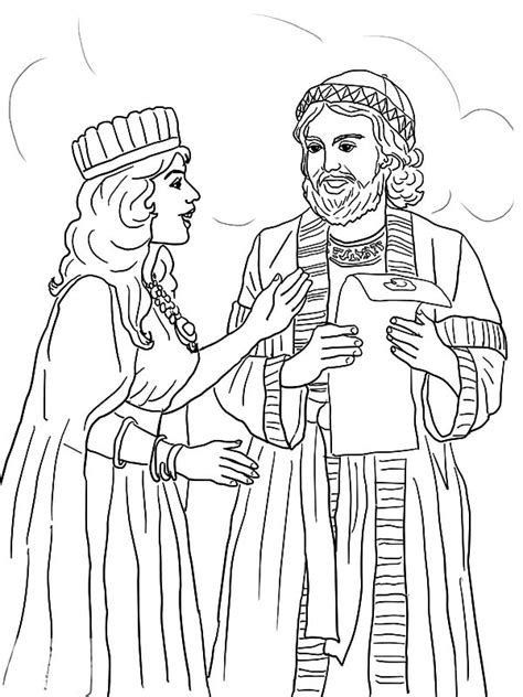 Queen Esther And Mordecai With Kings Edict Coloring Pages - Download ...