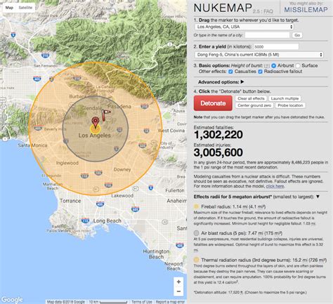 Nukemap: interactive map of potential nuclear bombing fatalities ...