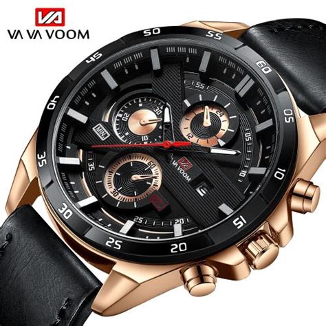 Va Va Voom Mens Watches Casual Sport Leather Strap Men Quartz Watch ...