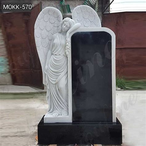 Large Size Black Marble Headstone Caved Women Angel Manufacturer MOKK ...