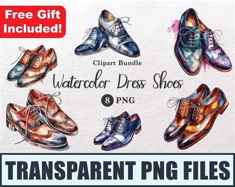 Watercolor Dress Shoes Clip Art Pack 300 DPI Transparent PNG - Etsy