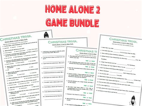 Printable Home Alone 2 Trivia Game Christmas Party Games Christmas Games Printable Home Alone ...