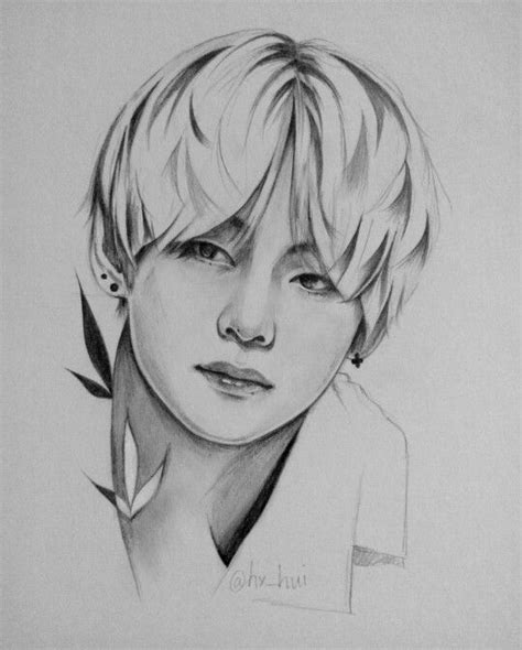 Kpop Drawings, Art Drawings Sketches Simple, Pencil Drawings, Pencil Sketch, Taehyung's Art ...