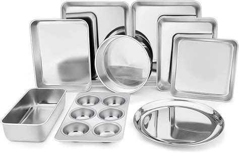 Free Shipping! Walchoice Stainless Steel Bake Set of 9, Metal Cake Baking Pans, Include Baking ...