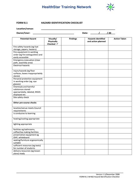 Hazard identification checklist pdf: Fill out & sign online | DocHub