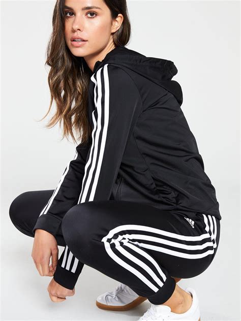 3 Stripe Tracksuit - Black | Tracksuit women, Sportswear women, Swag ...